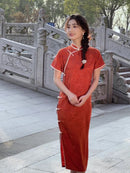 Republican Style Cheongsam Chinese New Style Orange Qipao