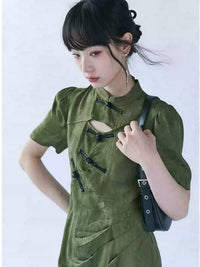 Women's New Chinese Style Qipao Green color Long And Short