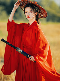 Weijin Red Hanfu Dress Ancient Chinese Dynasty Style Gown