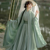 Elegant Wei Jin Dynasty Green Hanfu Dress Traditional Chinese Costume