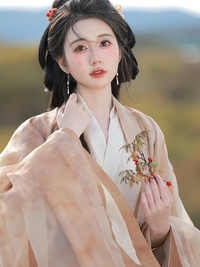 Flowing Floral Hanfu Dress, Elegant Chinese Traditional Robe