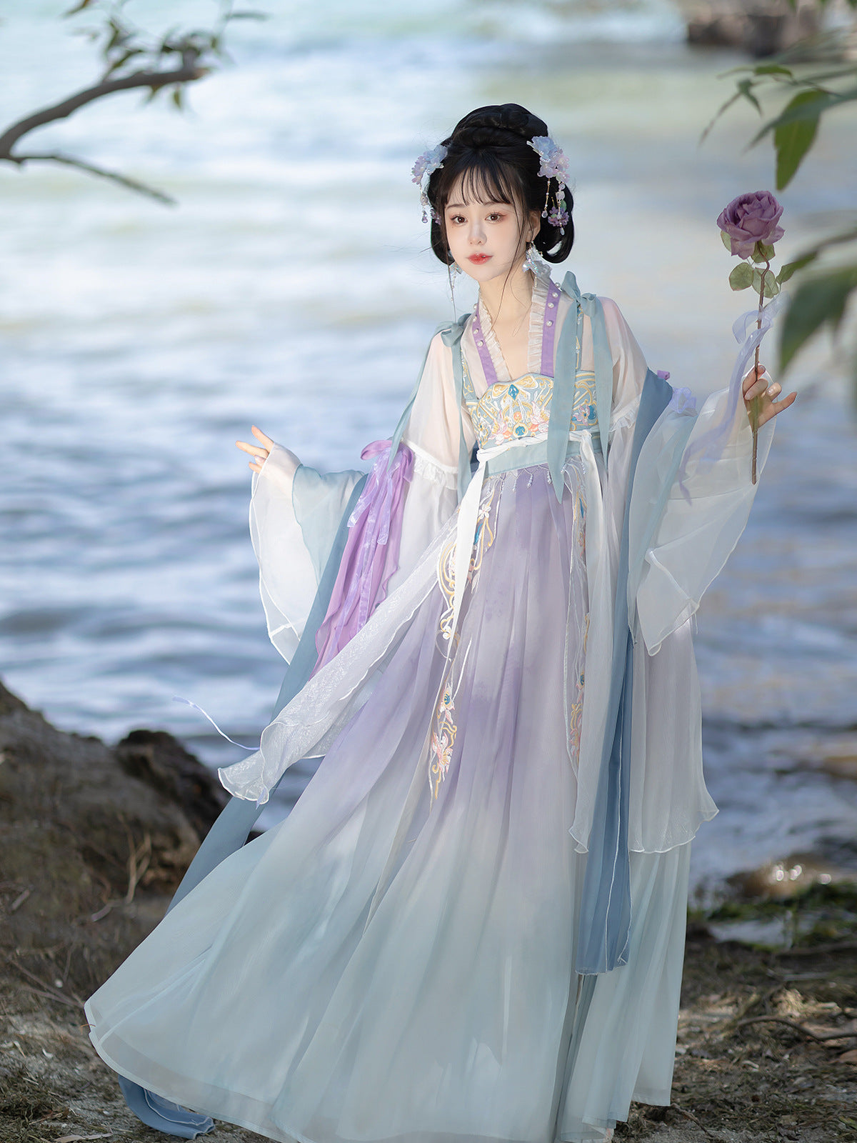 Graceful Purple Hanfu Dress Elegant Traditional Fairy Style