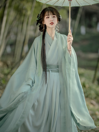 Elegant Wei Jin Dynasty Green Hanfu Dress Traditional Chinese Costume