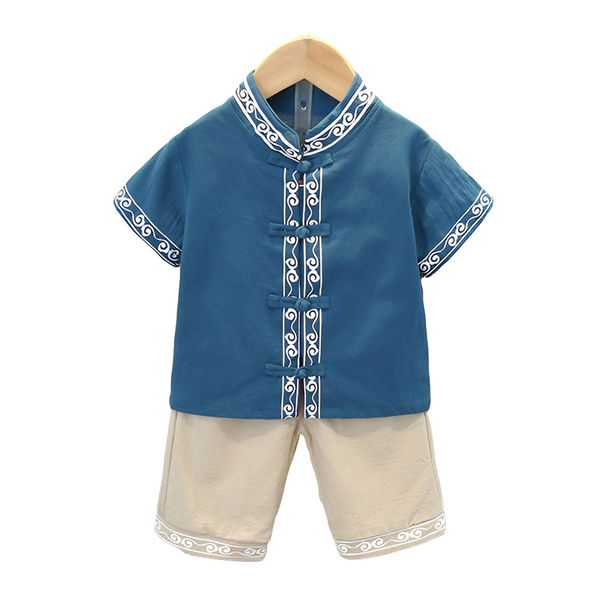 Boys Short Sleeve Hanfu Shorts Two Piece Set