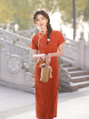 Republican Style Cheongsam Chinese New Style Orange Qipao