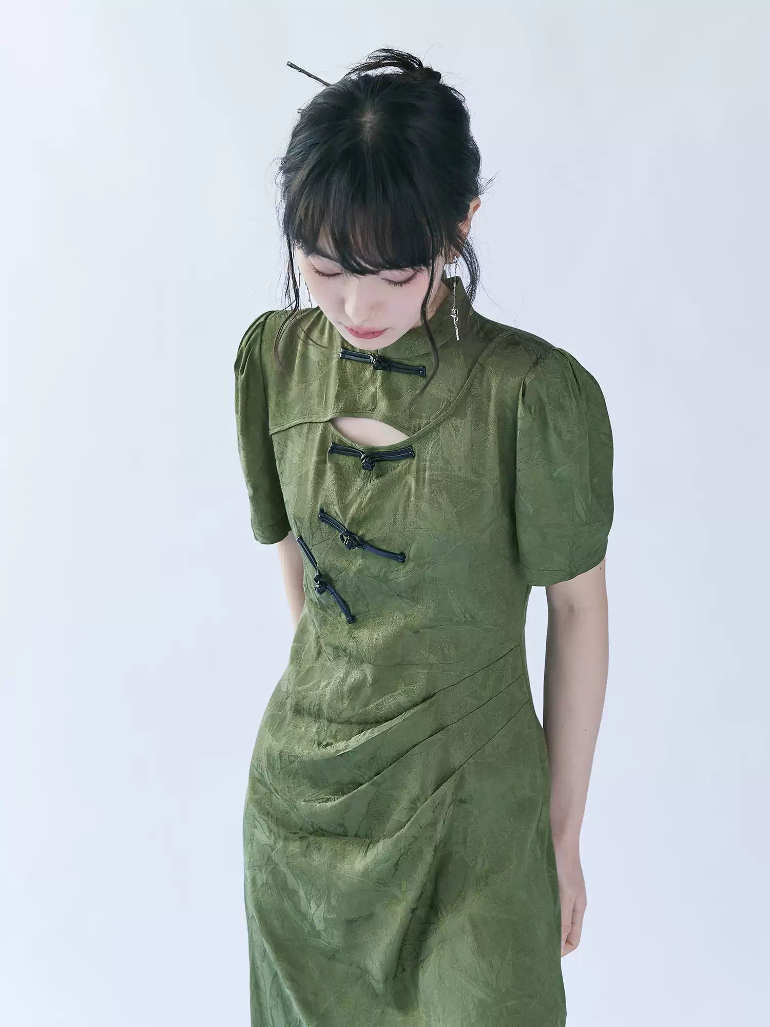 Women's New Chinese Style Qipao Green color Long And Short