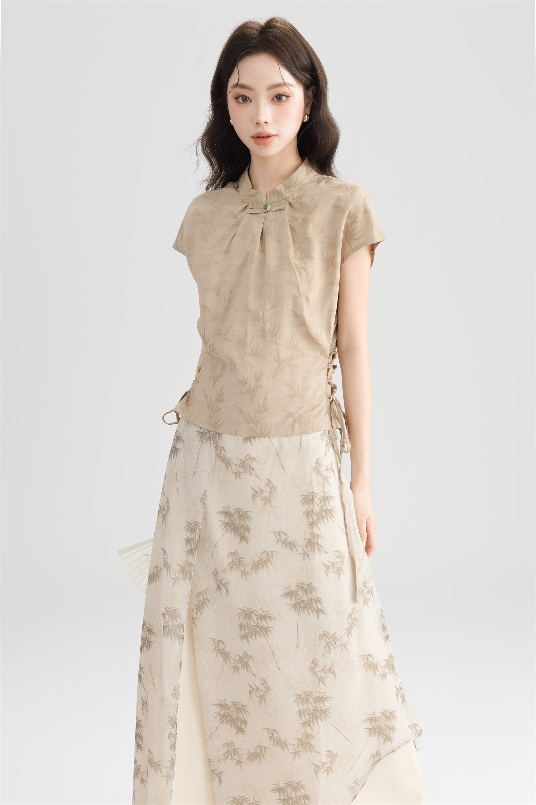 New Chinese Style short sleeve blouse and skirt set