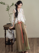 Floral Chiffon Top And High-Waist Wide-Leg Pants Two-Piece Set