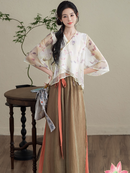 Floral Chiffon Top And High-Waist Wide-Leg Pants Two-Piece Set