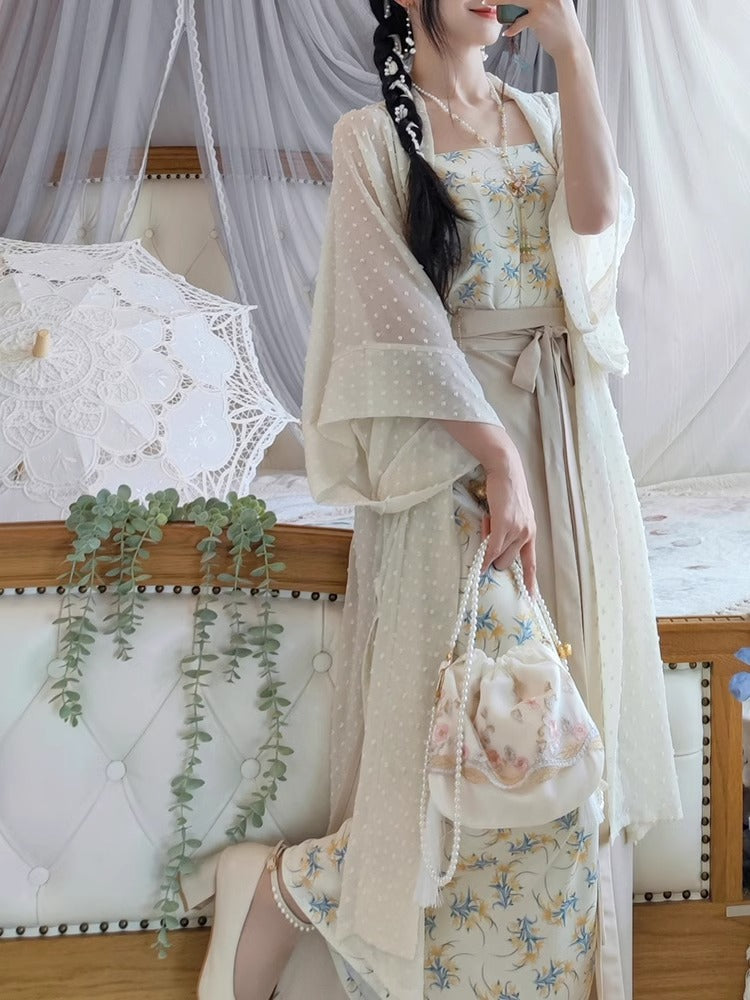 Modern Chinese Style Embroidered Hanfu Set Elegant Long Dress