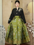 Elegant Bamboo Embroidered Hanfu Mamianqun Set for Women