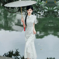 Traditional Chinese Lace Cheongsam In Summer