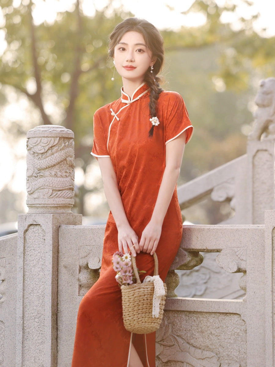 Republican Style Cheongsam Chinese New Style Orange Qipao