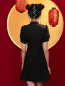 Women's new national trend Qipao|classic black traditional cheongsam