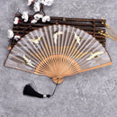 Elegant Handcrafted Folding Fan with Crane Design and Gift Box