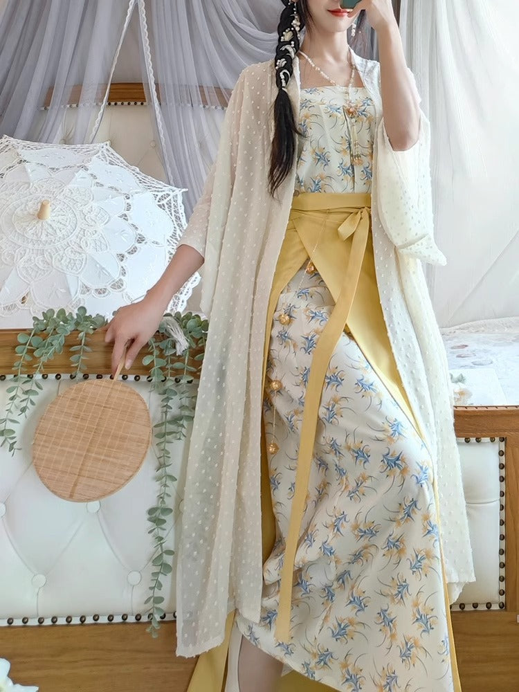 Modern Chinese Style Embroidered Hanfu Set Elegant Long Dress