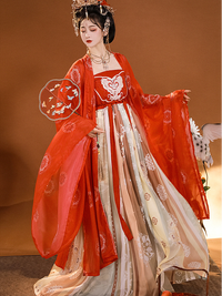 Elegant Red Traditional Hanfu Dress for Women Tang Dynasty