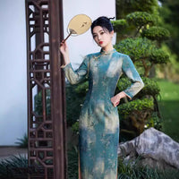 Elegant Chinese Bamboo Embroidered Hanfu Qipao Dress – Timeless Oriental Charm