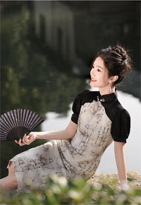 Chinese New Style Qipao Fanshima Jacquard Long Dress