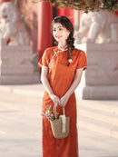 Republican Style Cheongsam Chinese New Style Orange Qipao