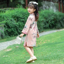 Girls' Long Sleeve Pink Floral Qipao