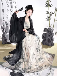 Weijin Black Bamboo Pattern Hanfu Dress Women’s Traditional Costume