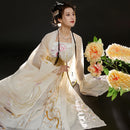 Tang Dynasty Hanfu Dress Elegant Golden Embroidered Flowing Gown