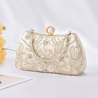 Luxury Embroidered Pearl Clutch Handbag with Detachable Chain for Hanfu Outfits