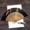 Handcrafted Chinese Bamboo Folding Fan for Hanfu Styling with Crane Design