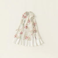 米色、绿色、粉色碎花女童汉服