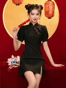 Women's new national trend Qipao|classic black traditional cheongsam