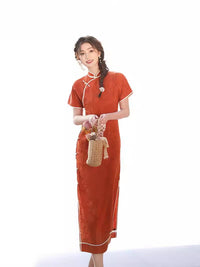 Republican Style Cheongsam Chinese New Style Orange Qipao