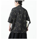 Men's Black Bamboo Print Shirt With Traditional Chinese Style