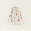 米色、绿色、粉色碎花女童汉服