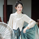 Elegant Hanfu-Inspired Two-Piece Set with Printed Gradient Skirt