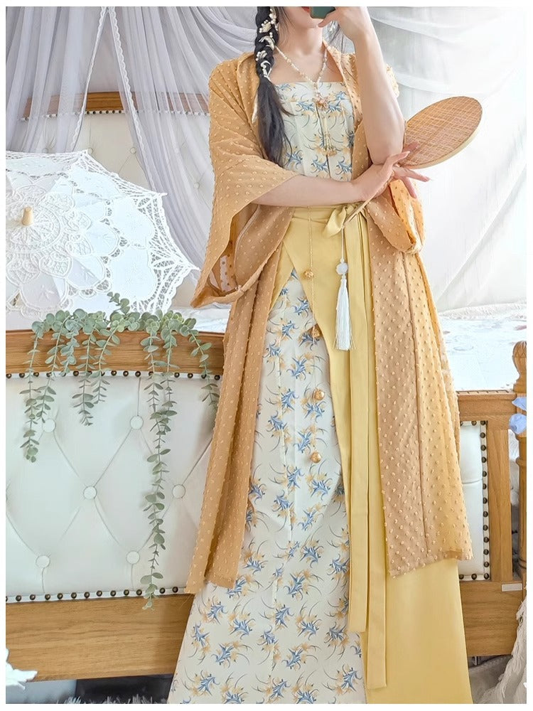 Modern Chinese Style Embroidered Hanfu Set Elegant Long Dress