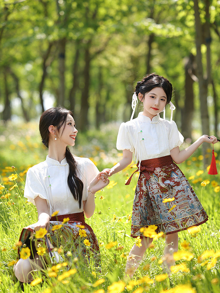 Mother and daughter hanfu suit traditional style dresses parent-child dresses