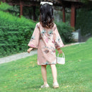 Girls' Long Sleeve Pink Floral Qipao