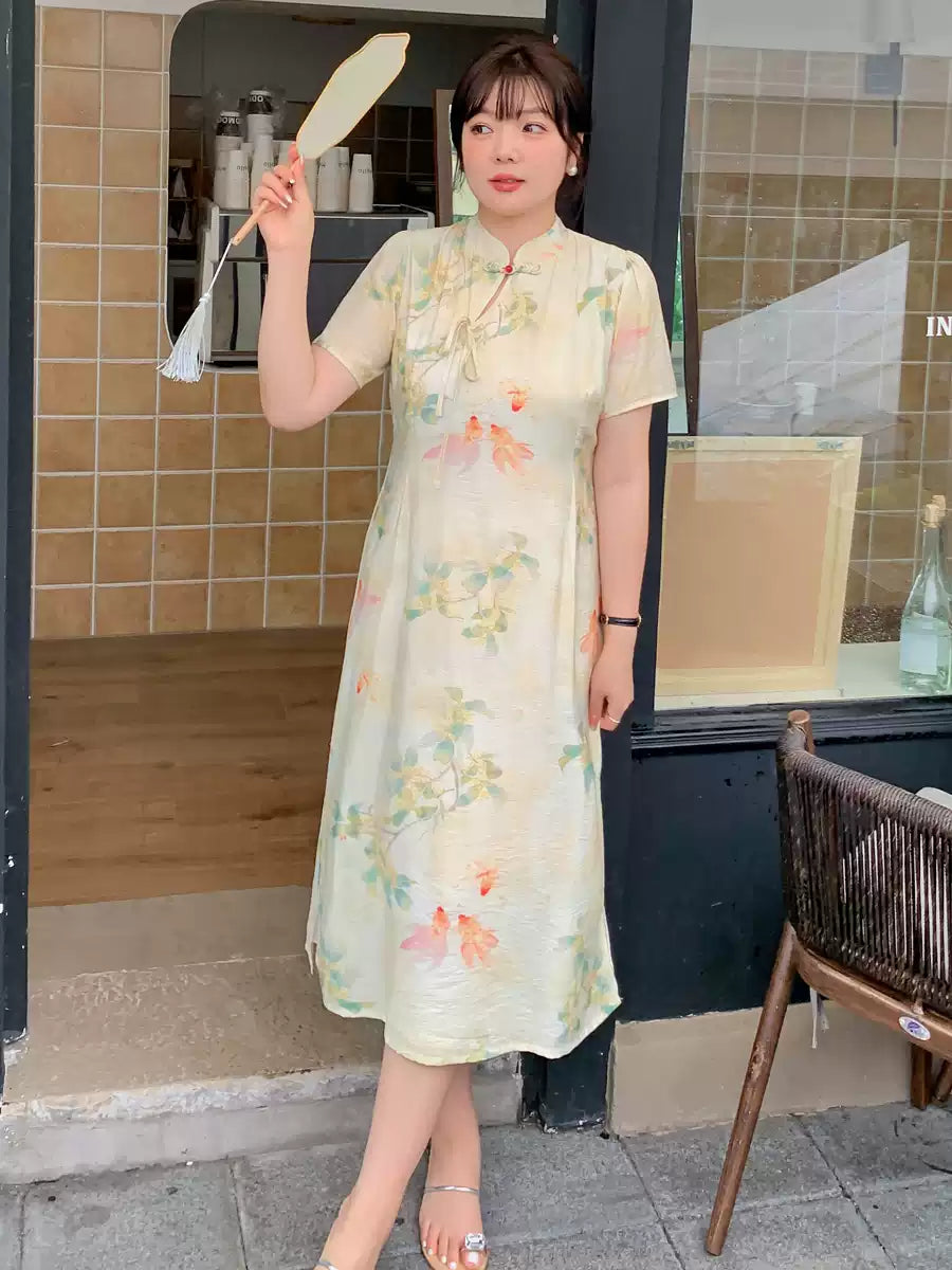 Elegant Floral Cheongsam Dress with Vintage Charm and Modern Comfort