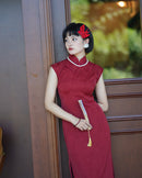 Elegant Red Cheongsam with Retro Design