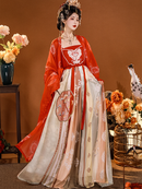 Elegant Red Traditional Hanfu Dress for Women Tang Dynasty