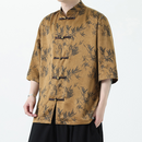 Men's Bamboo Pattern Shirt With Traditional Chinese Design