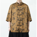 Men's Bamboo Pattern Shirt With Traditional Chinese Design