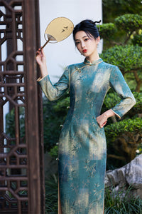 Elegant Chinese Bamboo Embroidered Hanfu Qipao Dress – Timeless Oriental Charm