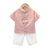 Boys Short Sleeve Hanfu Shorts Two Piece Set