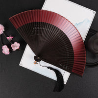 Luxury Handcrafted Chinese Folding Fan With Hanfu Tassel – Black and Red Gradient