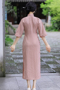 Autumn Full-Button Qipao | Side Frog Button Vintage Slim Cheongsam