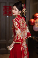 新款中式无袖旗袍新娘结婚晨袍