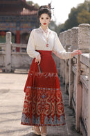 Embroidered Mamianqun Set | Elegant Long Sleeve Hanfu Dress