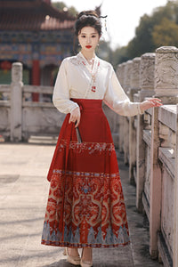 Embroidered Mamianqun Set | Elegant Long Sleeve Hanfu Dress